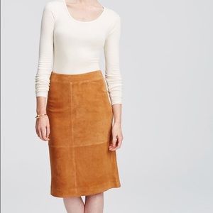 Ann Taylor tan suede midi skirt